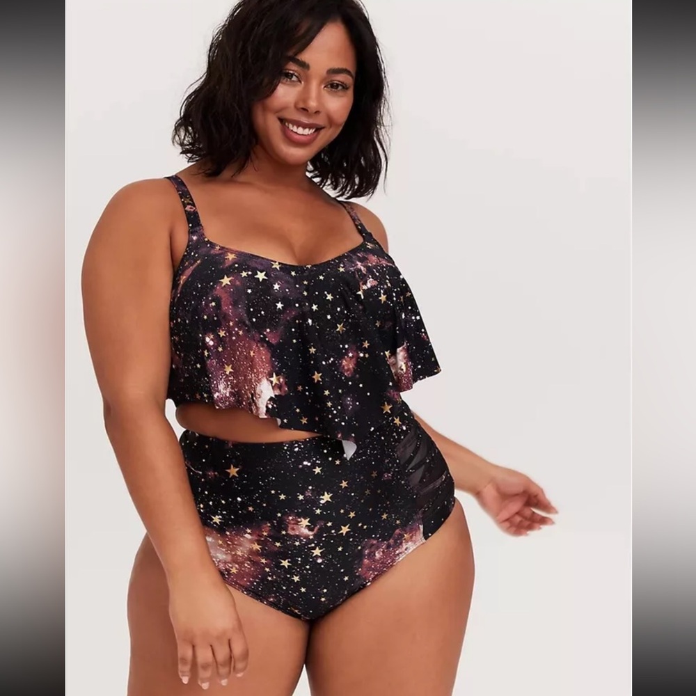 Torrid Black Star Print Swim Set
